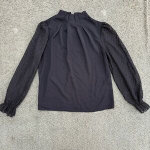 SHEIN Black Blouse with Sheer Sleeves